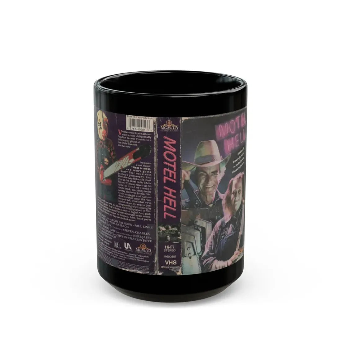 MOTEL HELL (VHS COVER) - Black Coffee Mug 15oz - Go Mug Yourself
