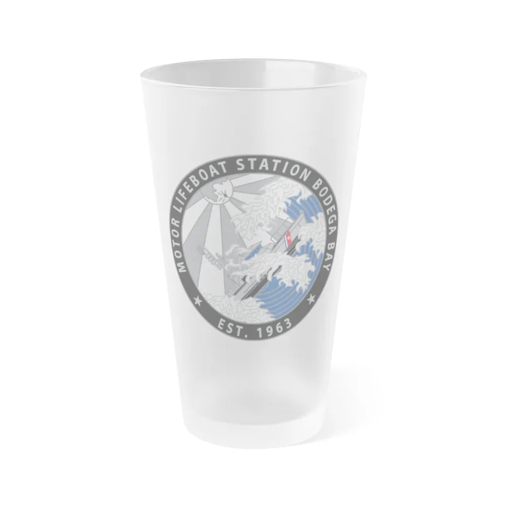 Motor Life Station Bodega Bay (U.S. Coast Guard) Frosted Pint Glass 16oz-Go Mug Yourself