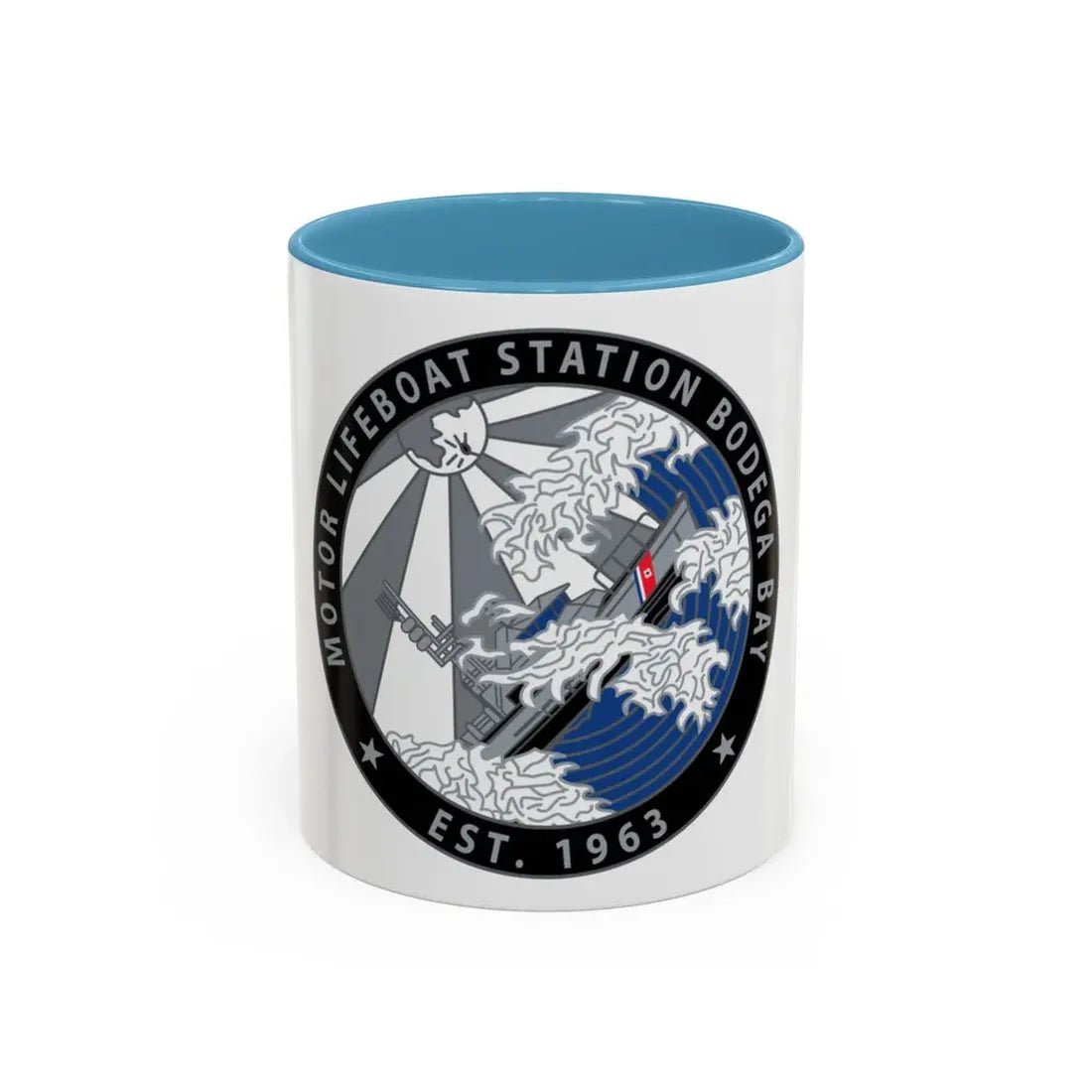 Motor Life Station Bodega Bay (U.S. Coast Guard) Accent Coffee Mug 11oz Light Blue - Go Mug Yourself