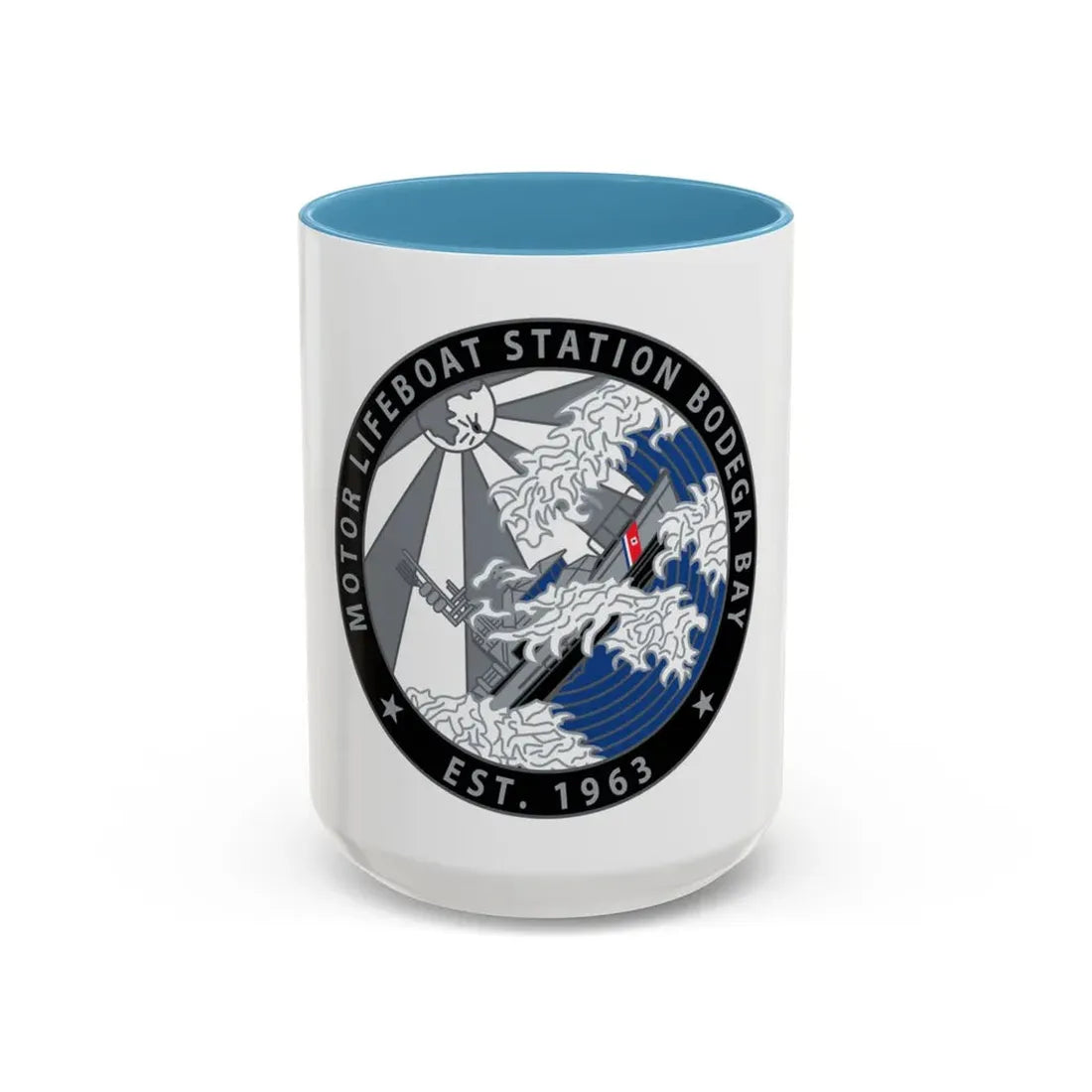 Motor Life Station Bodega Bay (U.S. Coast Guard) Accent Coffee Mug 15oz Light Blue - Go Mug Yourself