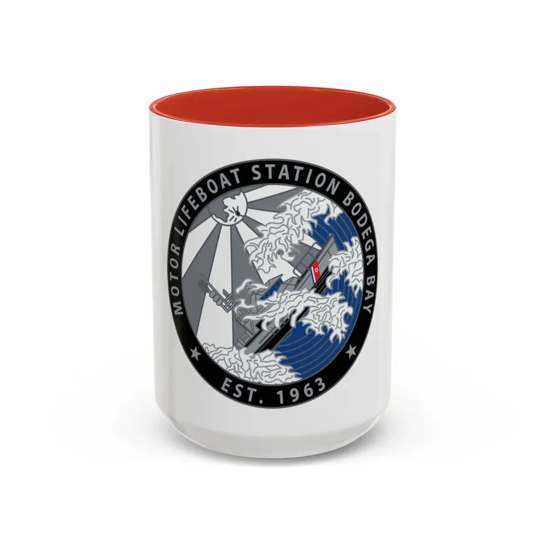 Motor Life Station Bodega Bay (U.S. Coast Guard) Accent Coffee Mug 15oz Red - Go Mug Yourself