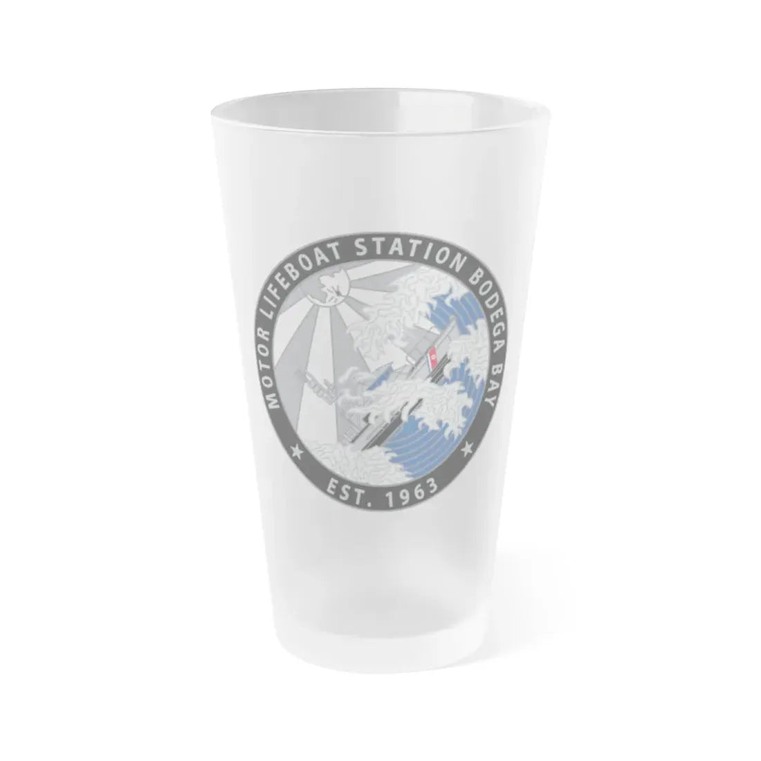 Motor Life Station Bodega Bay (U.S. Coast Guard) Frosted Pint Glass 16oz Default Title - Go Mug Yourself