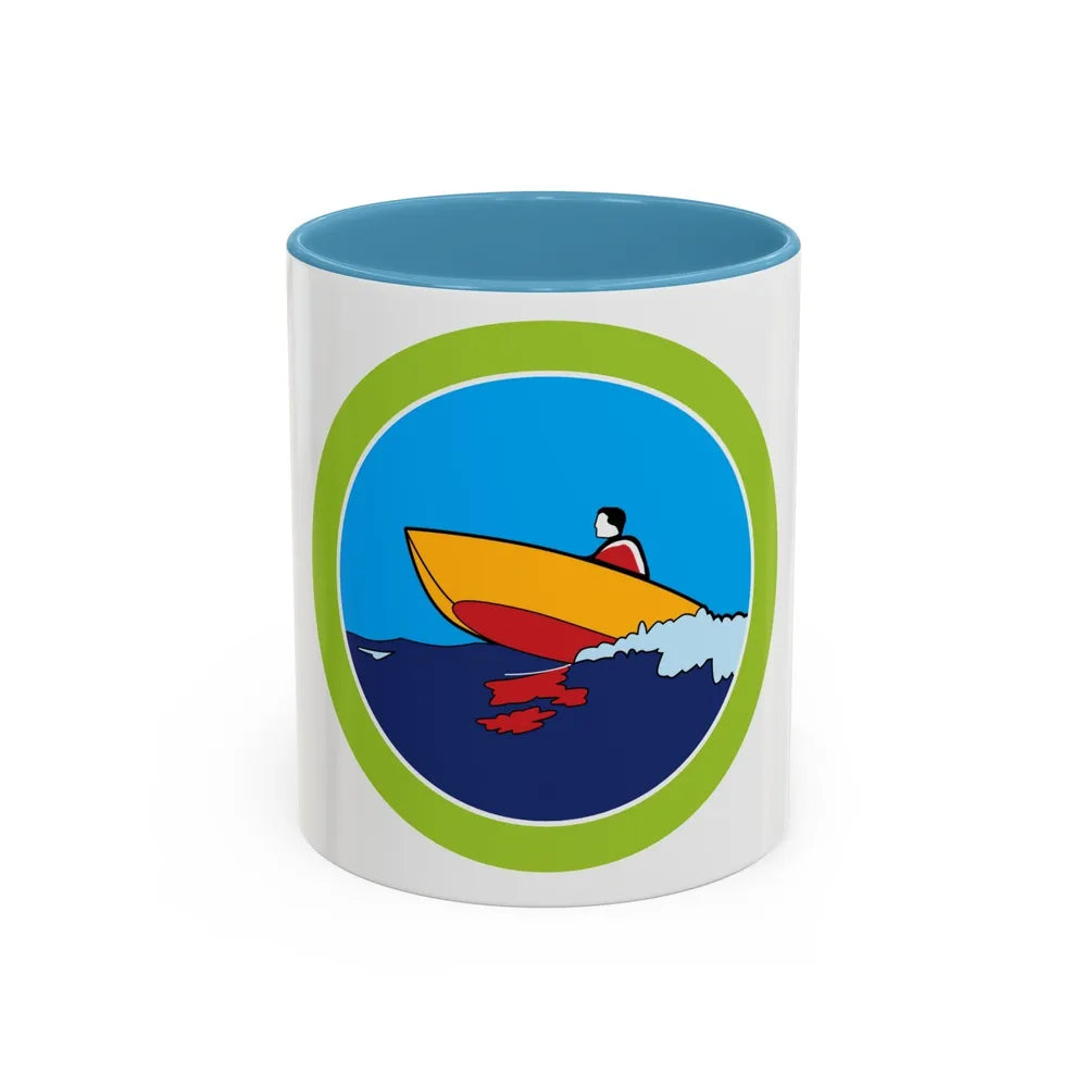 Motorboating (Boy Scout Merit Badge) Accent Coffee Mug-11oz-Light Blue-Go Mug Yourself