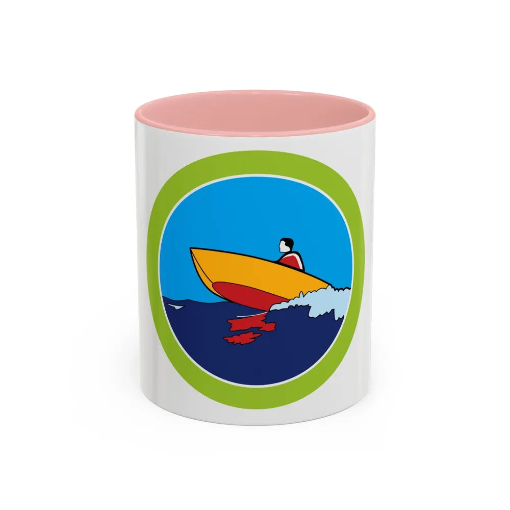 Motorboating (Boy Scout Merit Badge) Accent Coffee Mug-11oz-Pink-Go Mug Yourself