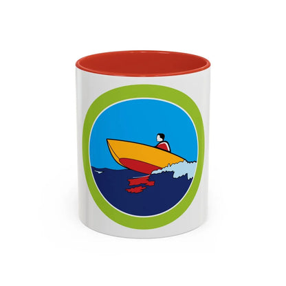 Motorboating (Boy Scout Merit Badge) Accent Coffee Mug-11oz-Red-Go Mug Yourself