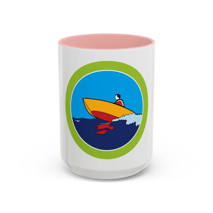 Motorboating (Boy Scout Merit Badge) Accent Coffee Mug-15oz-Pink-Go Mug Yourself