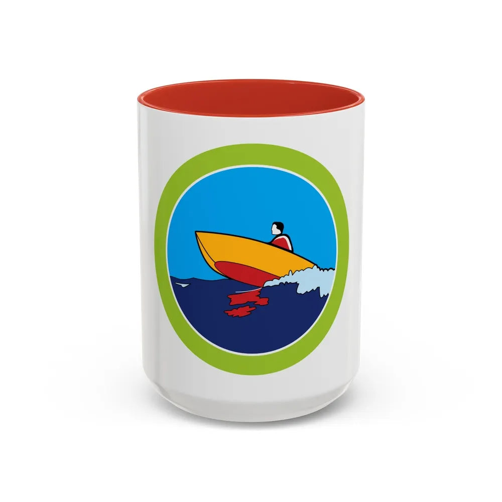 Motorboating (Boy Scout Merit Badge) Accent Coffee Mug-15oz-Red-Go Mug Yourself