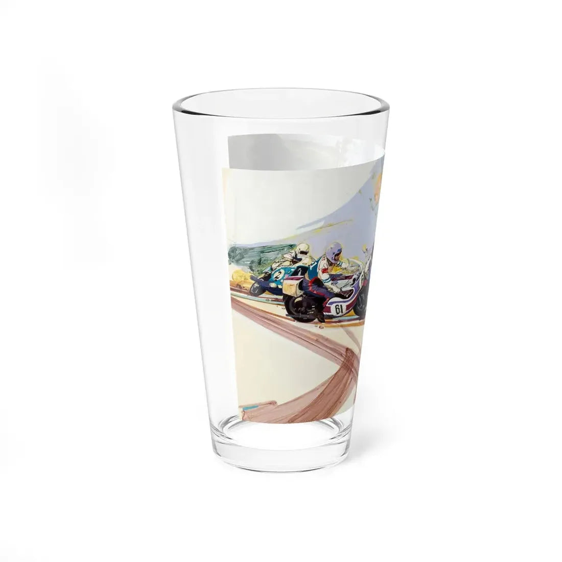 Motorcycle Racing (E. P. Dutton, Unicorn, c. 1980s) (Magazine Illustration) Pint Glass 16oz - Go Mug Yourself