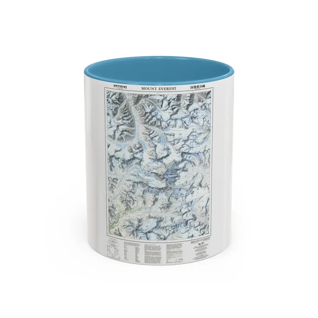 Mount Everest (1988) (Map) Accent Coffee Mug 11oz Light Blue - Go Mug Yourself