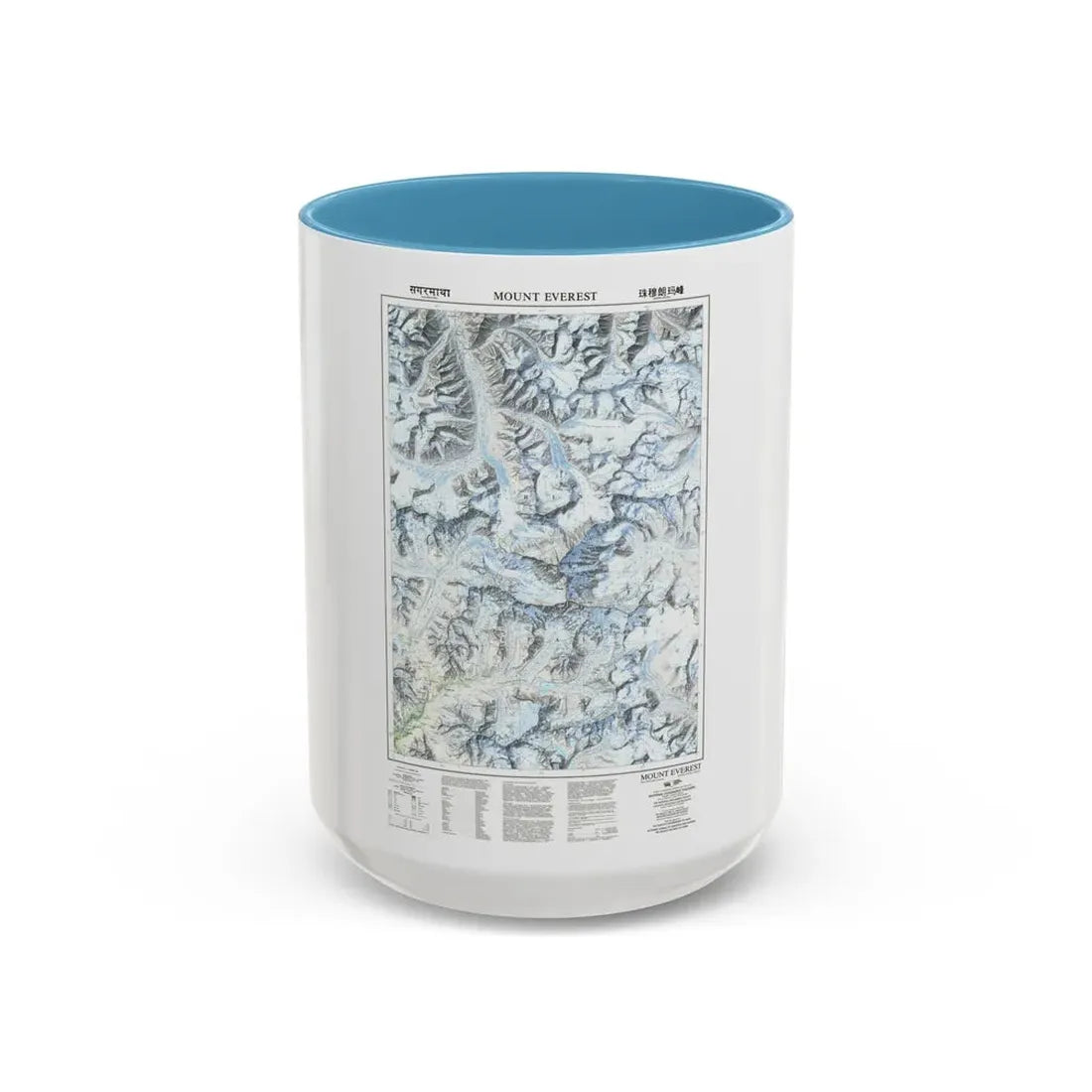Mount Everest (1988) (Map) Accent Coffee Mug 15oz Light Blue - Go Mug Yourself