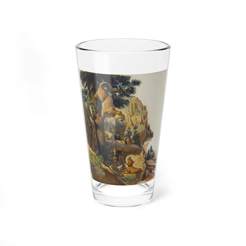 Mountain Lion Hunt, original magazine illustration, May 1957 (Magazine Illustration) Pint Glass 16oz-16oz-Go Mug Yourself