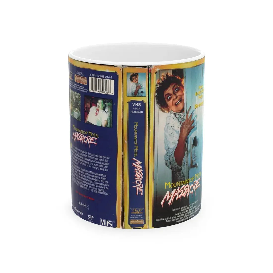 MOUNTAIN MOTEL MASSACRE (VHS COVER) - White Coffee Mug 11oz - Go Mug Yourself