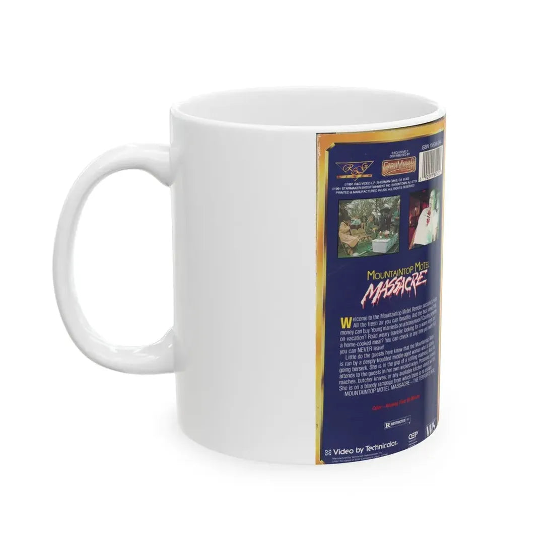 MOUNTAIN MOTEL MASSACRE (VHS COVER) - White Coffee Mug - Go Mug Yourself
