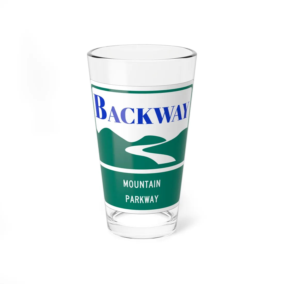 Mountain Parkway Backway shield (Virginia) (Road Sign) Pint Glass 16oz 16oz - Go Mug Yourself