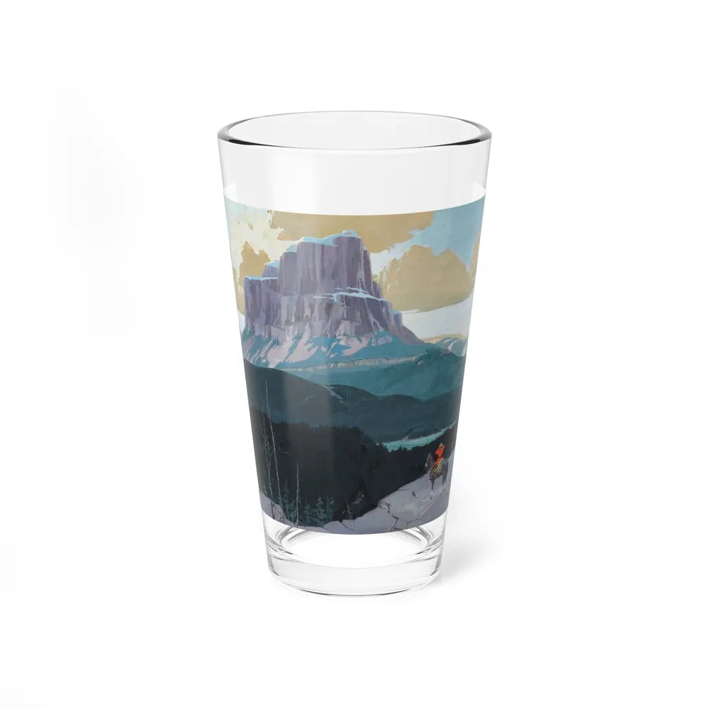 Mountie Gazing at Butte (Magazine Illustration) Pint Glass 16oz-16oz-Go Mug Yourself