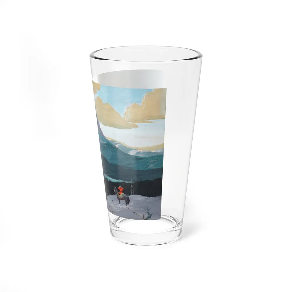 Mountie Gazing at Butte (Magazine Illustration) Pint Glass 16oz-Go Mug Yourself