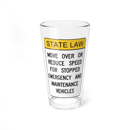 MOVE OVER OR REDUCE SPEED FOR STOPPED EMERGENCY AN Delaware SR1-18-DE (Delaware) (Road Sign) Pint Glass 16oz 16oz - Go Mug Yourself