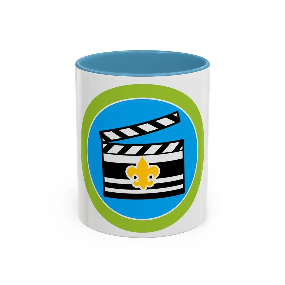 Moviemaking (Boy Scout Merit Badge) Accent Coffee Mug-11oz-Light Blue-Go Mug Yourself