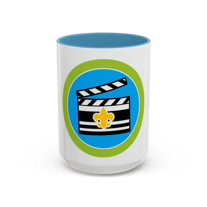 Moviemaking (Boy Scout Merit Badge) Accent Coffee Mug-15oz-Light Blue-Go Mug Yourself