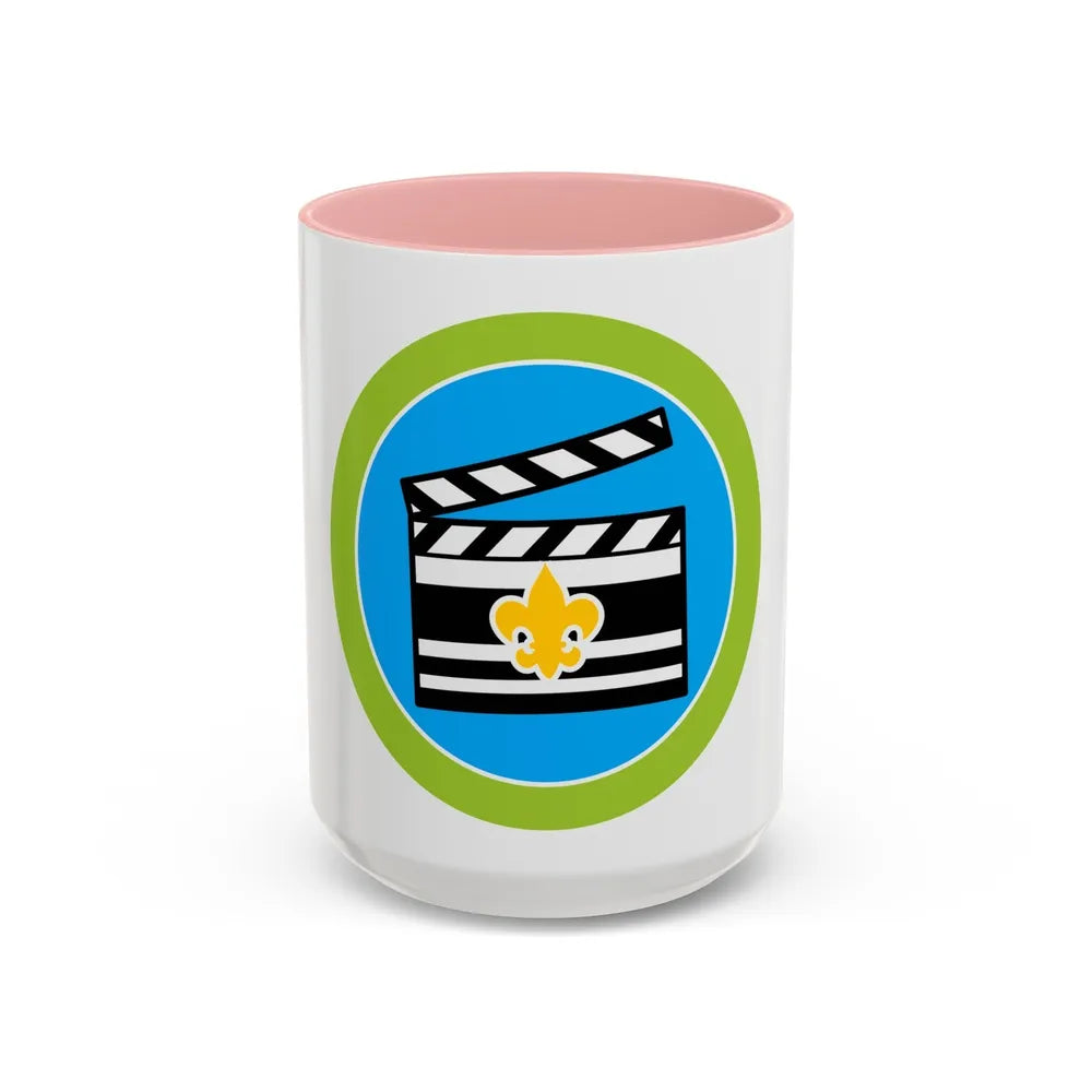 Moviemaking (Boy Scout Merit Badge) Accent Coffee Mug-15oz-Pink-Go Mug Yourself