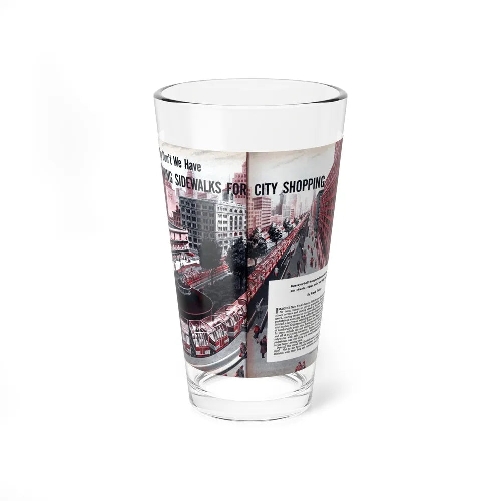 Moving Sidewalks For City Shopping, 1954 (Magazine Illustration) Pint Glass 16oz-16oz-Go Mug Yourself