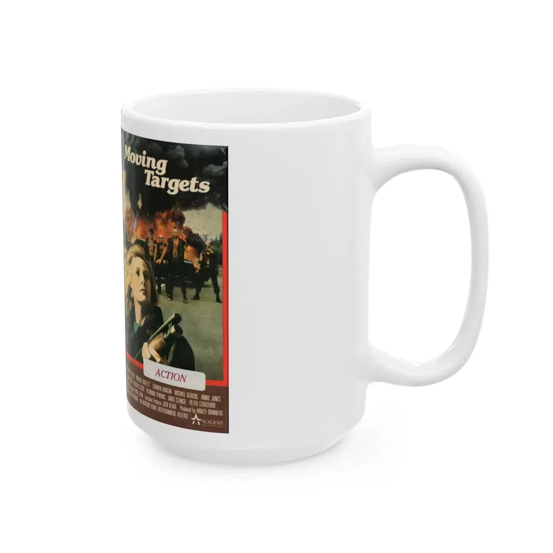 MOVING TARGETS (VHS COVER) - White Coffee Mug - Go Mug Yourself