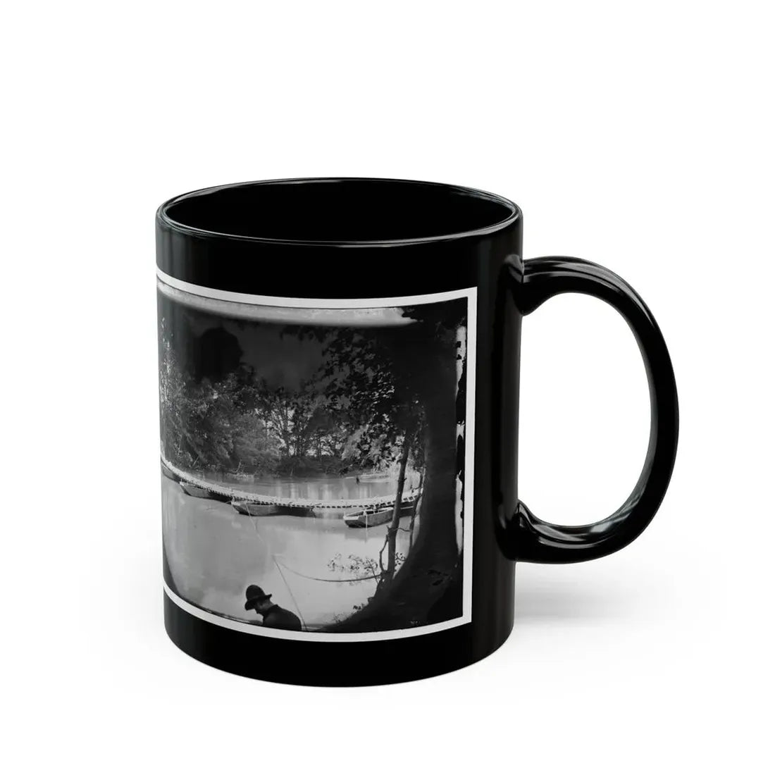 Mrs. Nelson's Crossing, Va. Pontoon Bridge Across The Pamunkey, Built By The 50th New York Engineers (U.S. Civil War) Black Coffee Mug - Go Mug Yourself