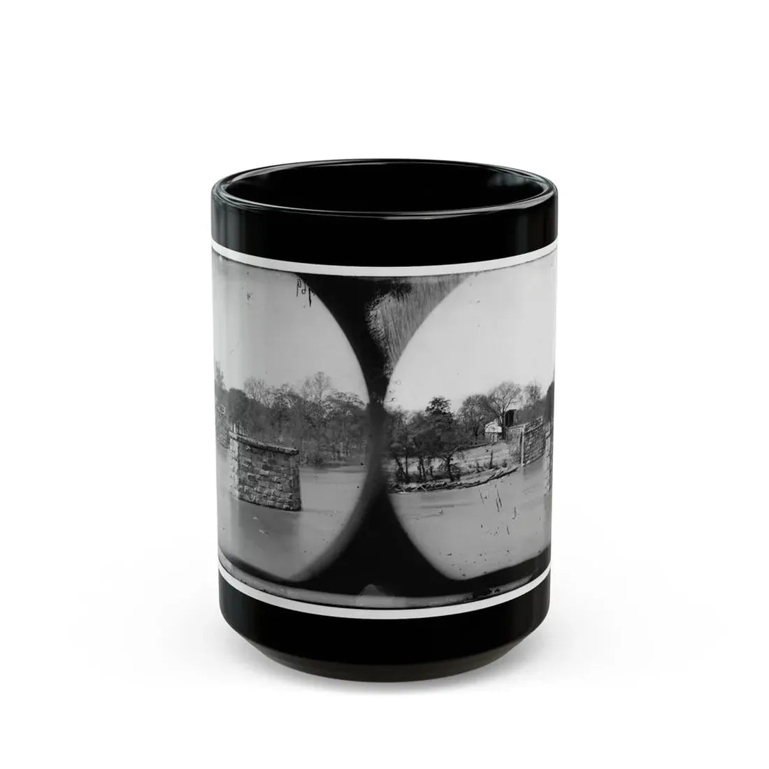 Mrs. Nelson's Crossing, Va. Ruins Of The Richmond And York River Railroad Bridge Across The Pamunkey, Above White House (U.S. Civil War) Black Coffee Mug 15oz - Go Mug Yourself