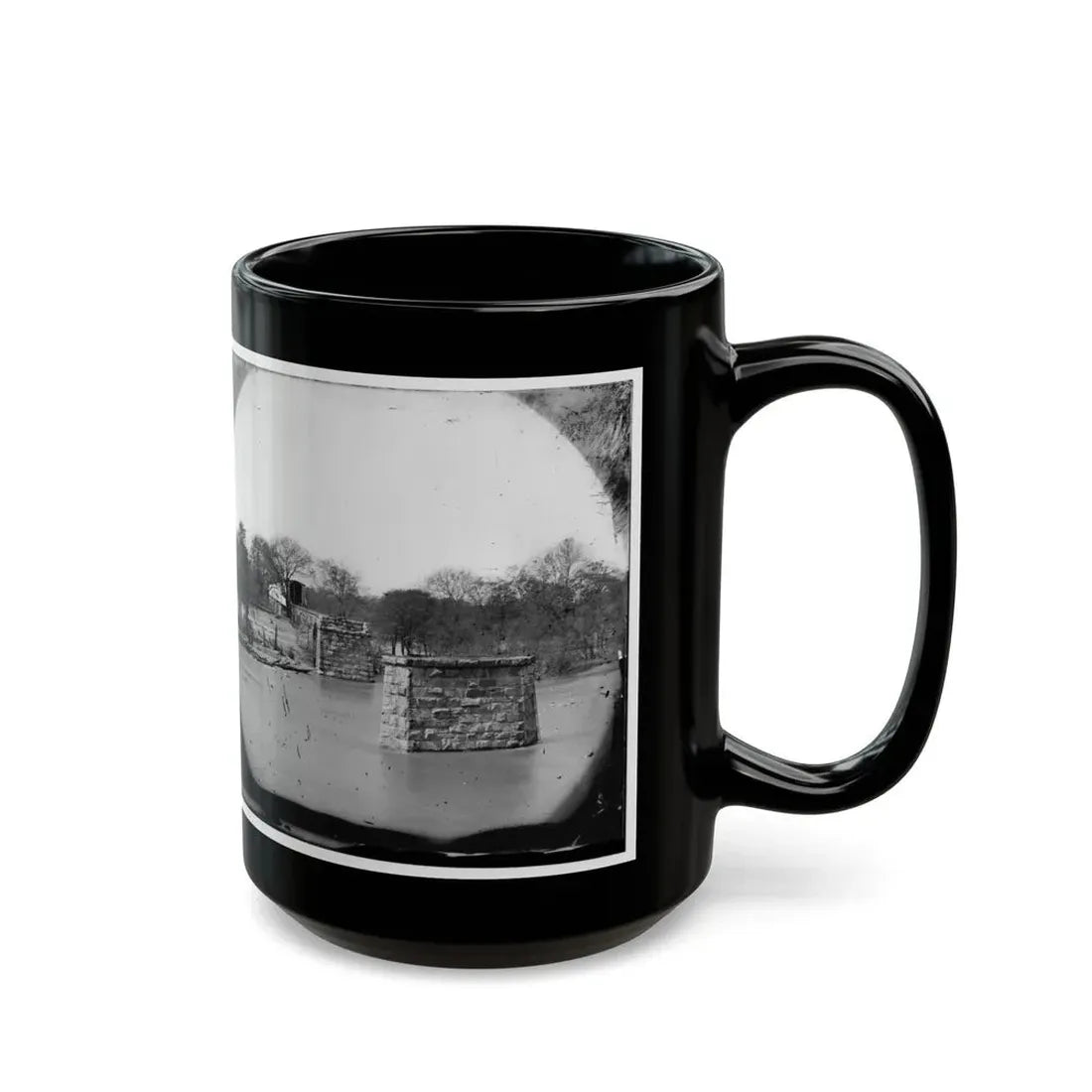 Mrs. Nelson's Crossing, Va. Ruins Of The Richmond And York River Railroad Bridge Across The Pamunkey, Above White House (U.S. Civil War) Black Coffee Mug - Go Mug Yourself