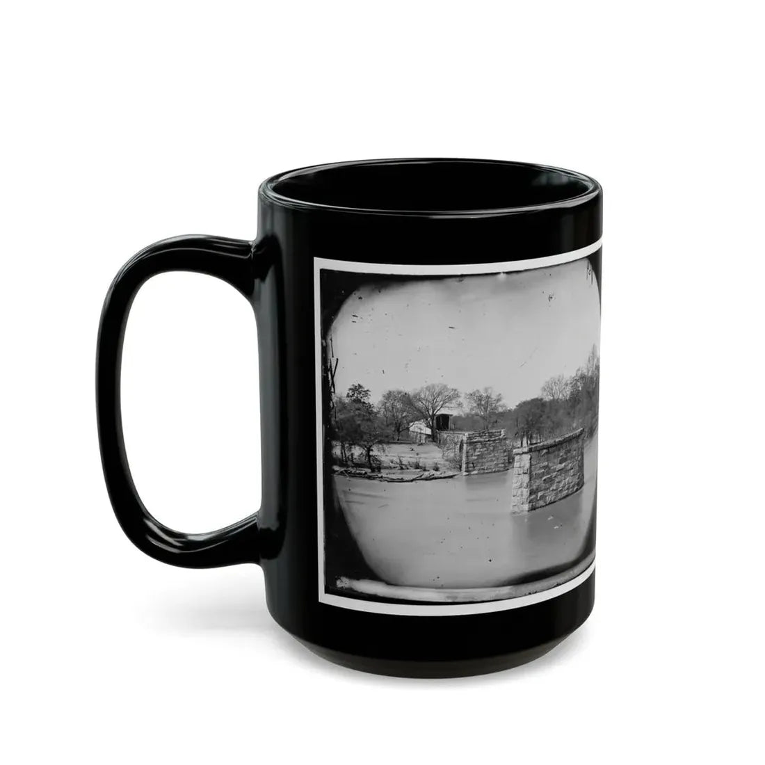 Mrs. Nelson's Crossing, Va. Ruins Of The Richmond And York River Railroad Bridge Across The Pamunkey, Above White House (U.S. Civil War) Black Coffee Mug - Go Mug Yourself