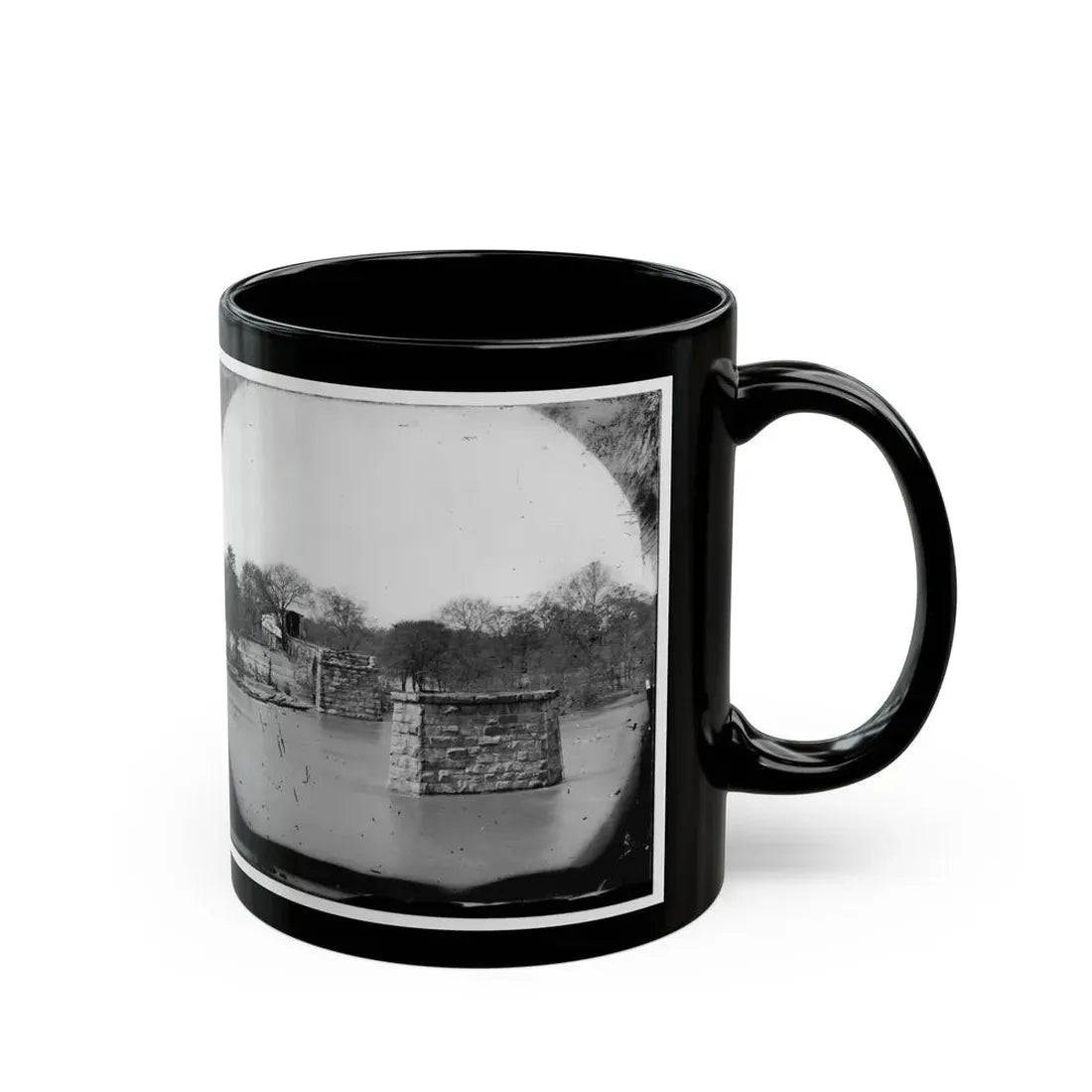 Mrs. Nelson's Crossing, Va. Ruins Of The Richmond And York River Railroad Bridge Across The Pamunkey, Above White House (U.S. Civil War) Black Coffee Mug - Go Mug Yourself