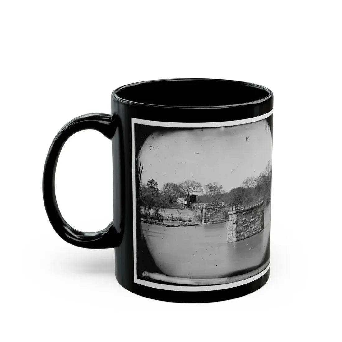 Mrs. Nelson's Crossing, Va. Ruins Of The Richmond And York River Railroad Bridge Across The Pamunkey, Above White House (U.S. Civil War) Black Coffee Mug - Go Mug Yourself