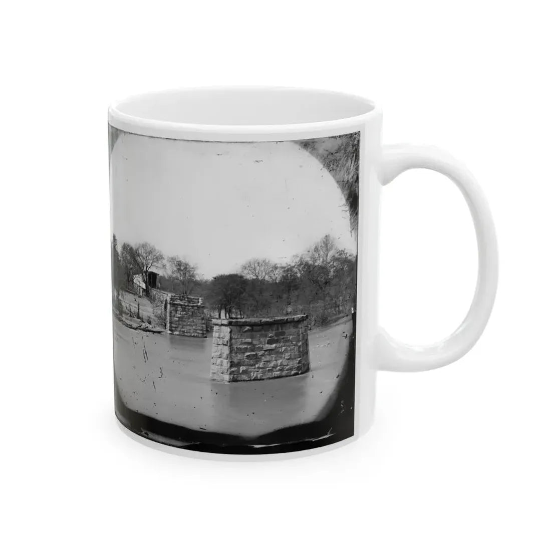 Mrs. Nelson's Crossing, Va. Ruins Of The Richmond And York River Railroad Bridge Across The Pamunkey, Above White House (U.S. Civil War) White Coffee Mug - Go Mug Yourself