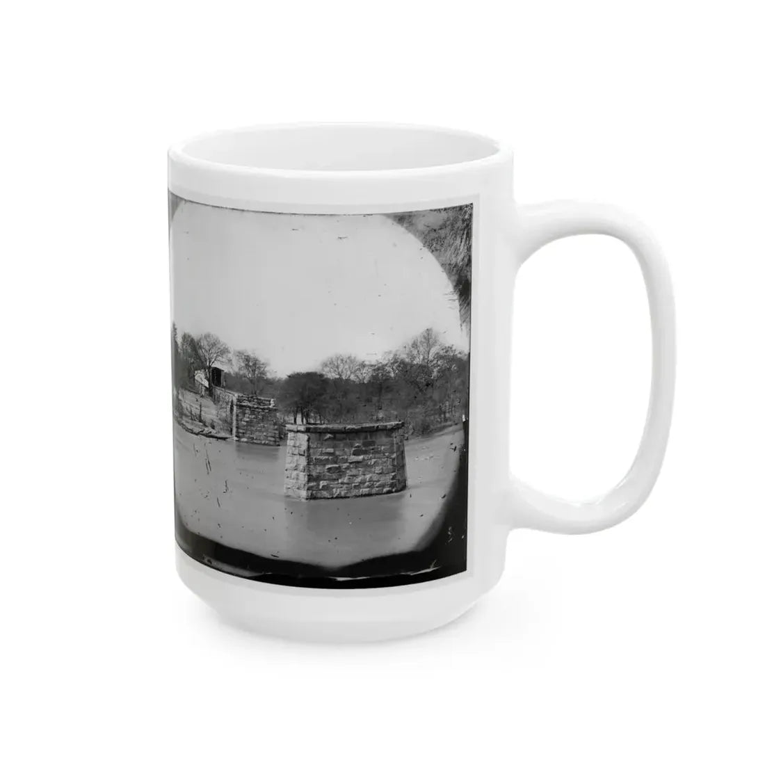 Mrs. Nelson's Crossing, Va. Ruins Of The Richmond And York River Railroad Bridge Across The Pamunkey, Above White House (U.S. Civil War) White Coffee Mug - Go Mug Yourself