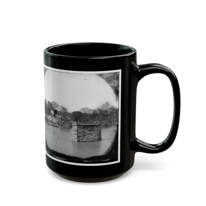 Mrs. Nelson's Crossing, Va. Ruins Of The Richmond And York River Railroad Bridge Across The Pamunkey, Above White House (U.S. Civil War) Black Coffee Mug-Go Mug Yourself