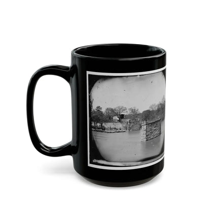 Mrs. Nelson's Crossing, Va. Ruins Of The Richmond And York River Railroad Bridge Across The Pamunkey, Above White House (U.S. Civil War) Black Coffee Mug-Go Mug Yourself