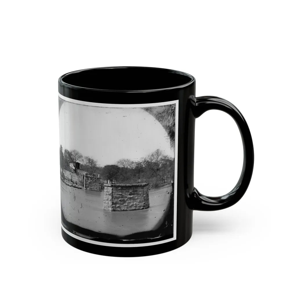 Mrs. Nelson's Crossing, Va. Ruins Of The Richmond And York River Railroad Bridge Across The Pamunkey, Above White House (U.S. Civil War) Black Coffee Mug-Go Mug Yourself