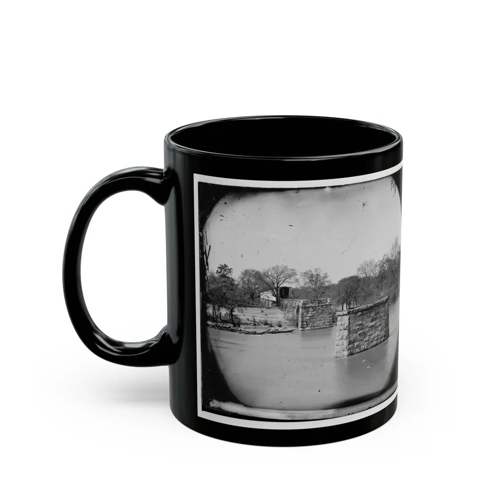 Mrs. Nelson's Crossing, Va. Ruins Of The Richmond And York River Railroad Bridge Across The Pamunkey, Above White House (U.S. Civil War) Black Coffee Mug-Go Mug Yourself