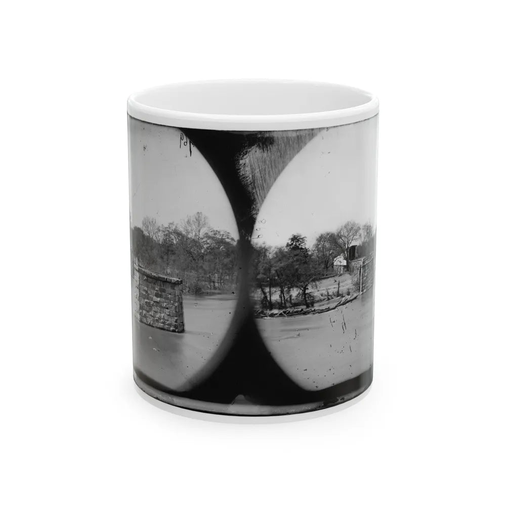 Mrs. Nelson's Crossing, Va. Ruins Of The Richmond And York River Railroad Bridge Across The Pamunkey, Above White House (U.S. Civil War) White Coffee Mug-11oz-Go Mug Yourself