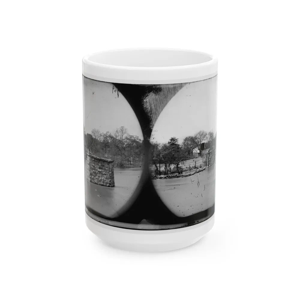 Mrs. Nelson's Crossing, Va. Ruins Of The Richmond And York River Railroad Bridge Across The Pamunkey, Above White House (U.S. Civil War) White Coffee Mug-15oz-Go Mug Yourself