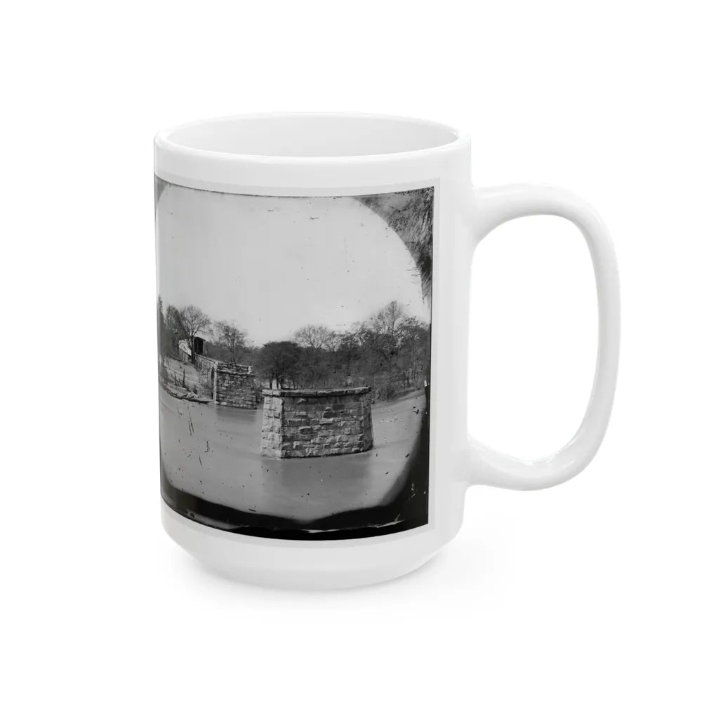 Mrs. Nelson's Crossing, Va. Ruins Of The Richmond And York River Railroad Bridge Across The Pamunkey, Above White House (U.S. Civil War) White Coffee Mug-Go Mug Yourself