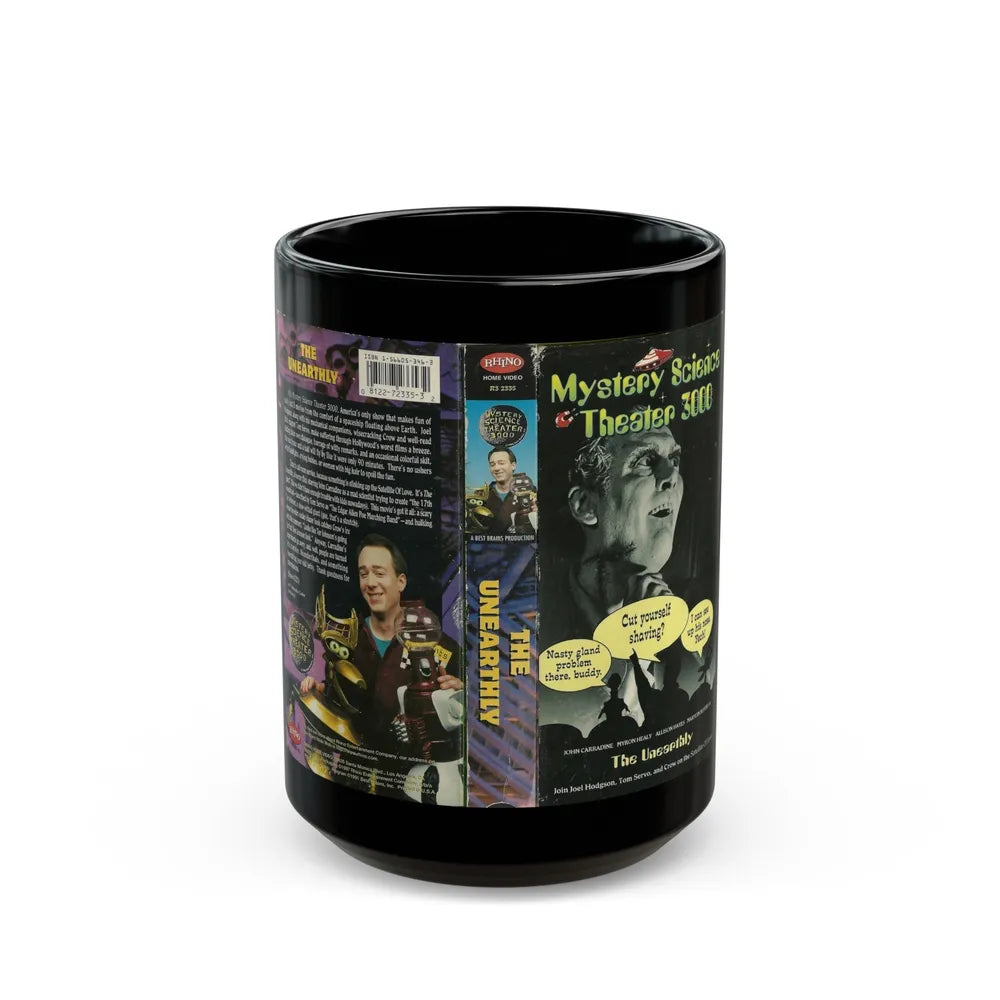 MST3K THE UNEARTHLY (VHS COVER) - Black Coffee Mug-15oz-Go Mug Yourself