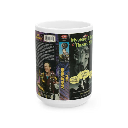 MST3K THE UNEARTHLY (VHS COVER) - White Coffee Mug-15oz-Go Mug Yourself