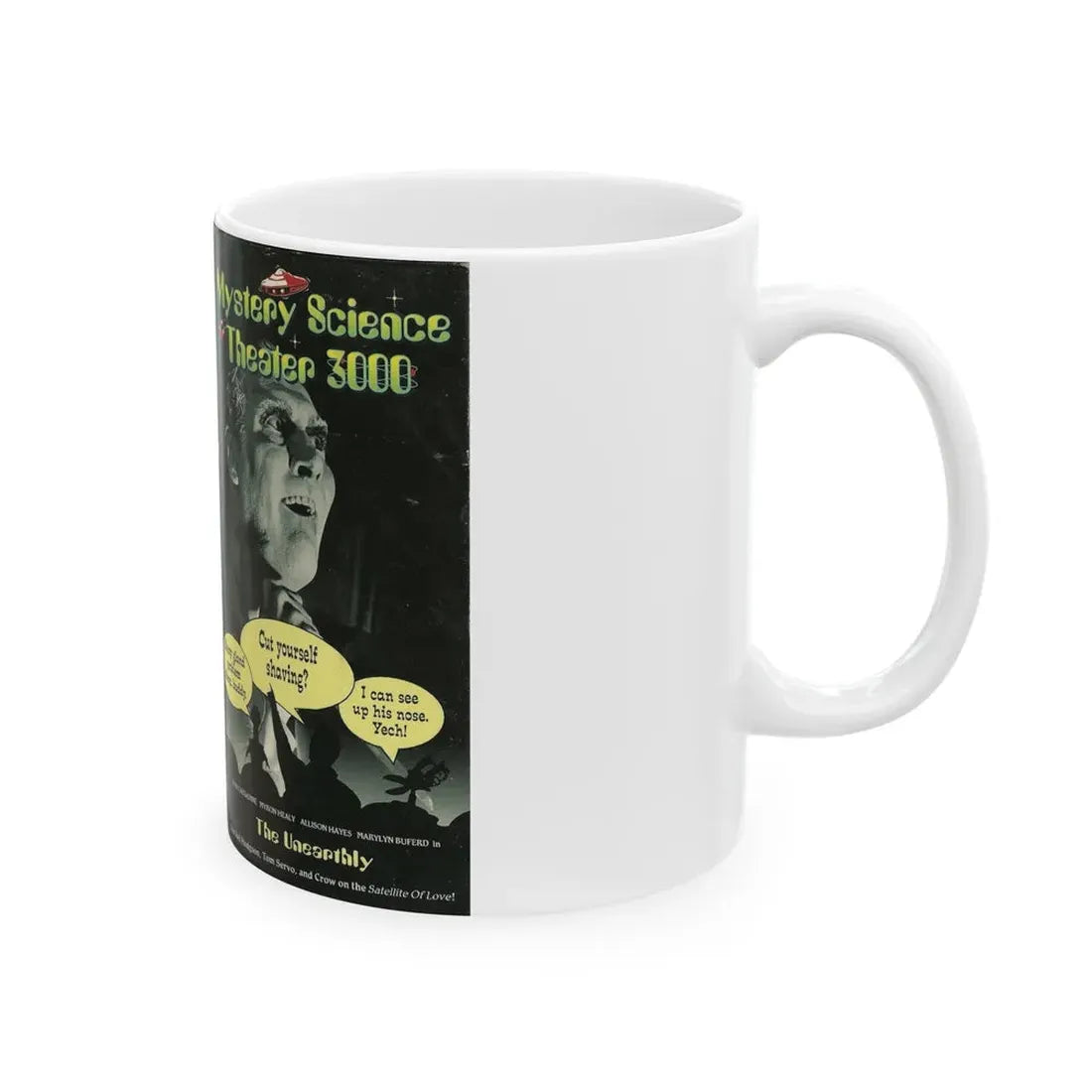 MST3K THE UNEARTHLY (VHS COVER) - White Coffee Mug - Go Mug Yourself