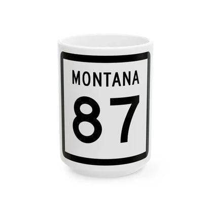 MT-87 (Montana) (Road Sign) White Coffee Mug 15oz - Go Mug Yourself