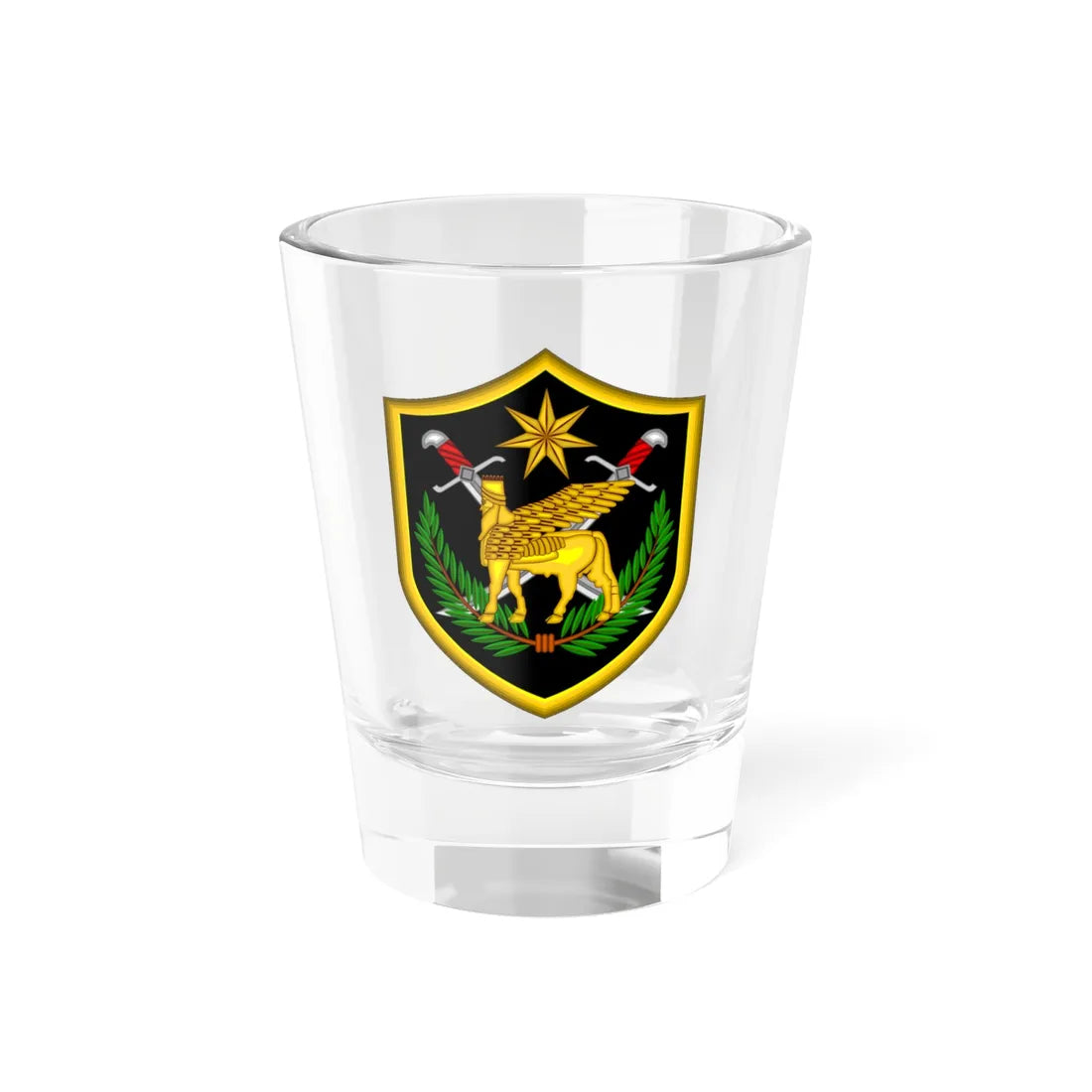 Multi-National Force-Iraq Shoulder Sleeve Insignia (Iraq) (Coat of Arms) Shot Glass 1.5oz 1.5oz - Go Mug Yourself
