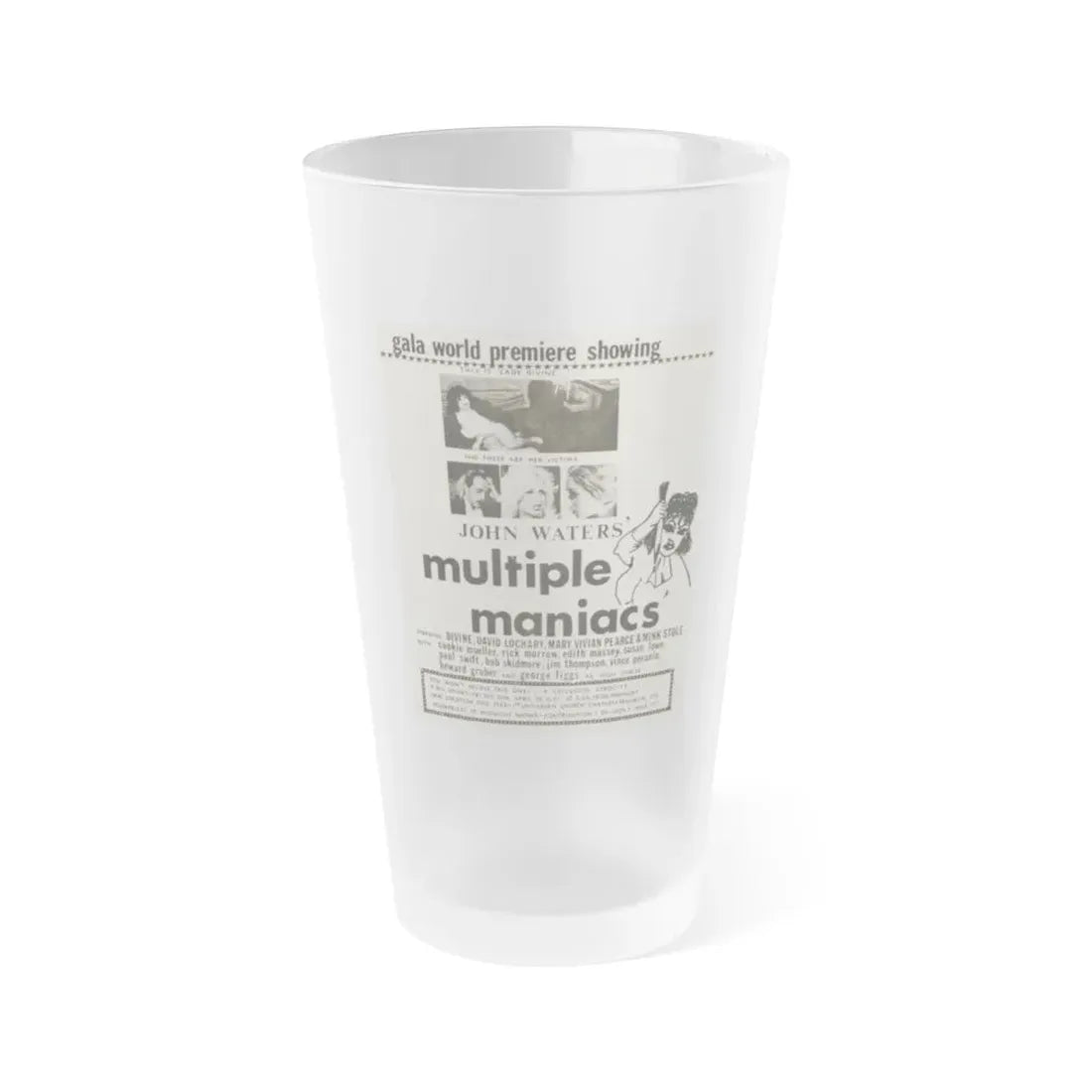 MULTIPLE MANIACS 1970 Movie Poster - Frosted Pint Glass 16oz 16oz Frosted - Go Mug Yourself
