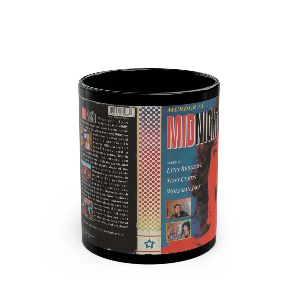 MURDER AT MIDNIGHT (VHS COVER) - Black Coffee Mug-11oz-Go Mug Yourself