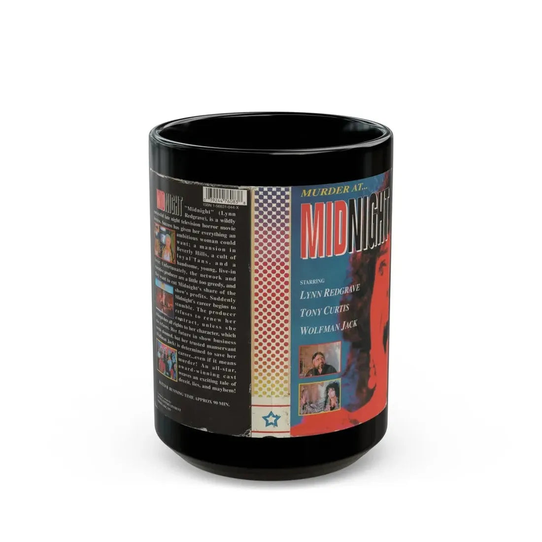 MURDER AT MIDNIGHT (VHS COVER) - Black Coffee Mug 15oz - Go Mug Yourself