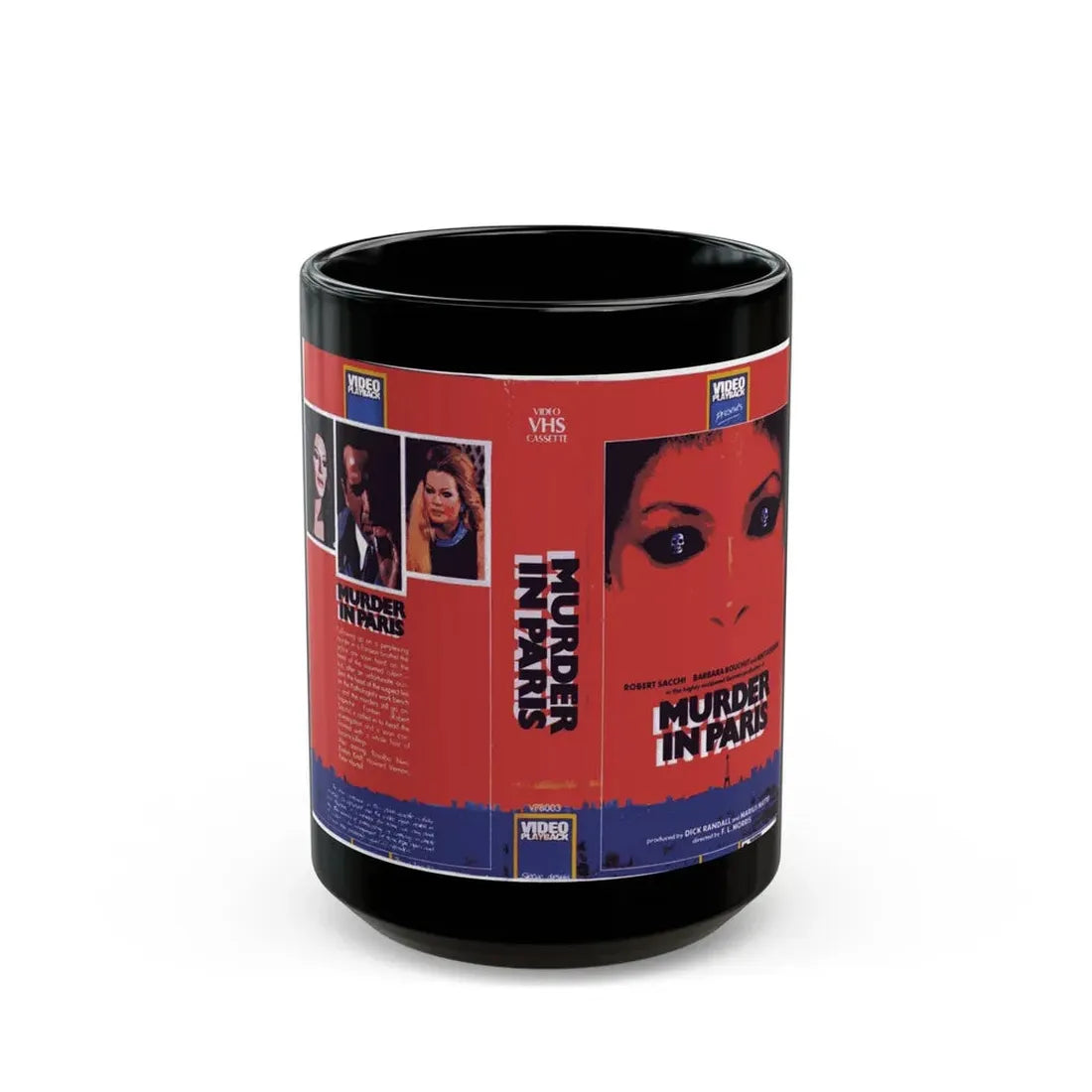 MURDER IN PARIS (VHS COVER) - Black Coffee Mug 15oz - Go Mug Yourself